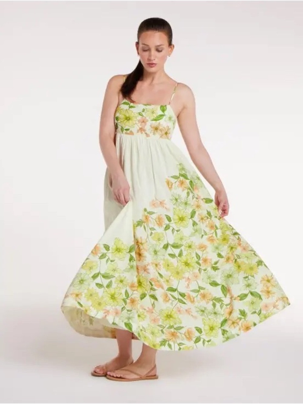 Hermoza Emily Cream Floral Maxi Dress Large